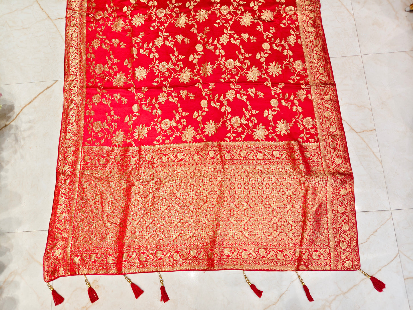 Red Satin Weaving Saree