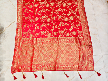 Red Satin Weaving Saree