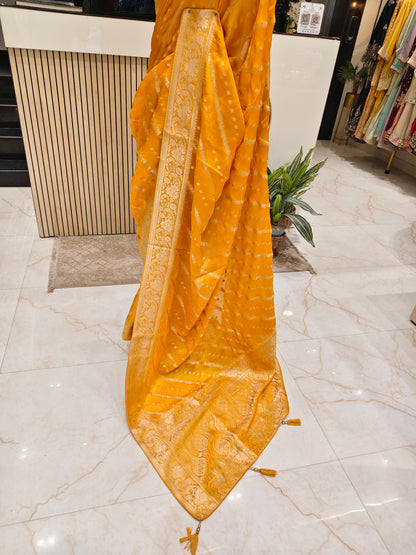 Mustard Satin Weaving Saree