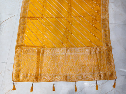 Mustard Satin Weaving Saree