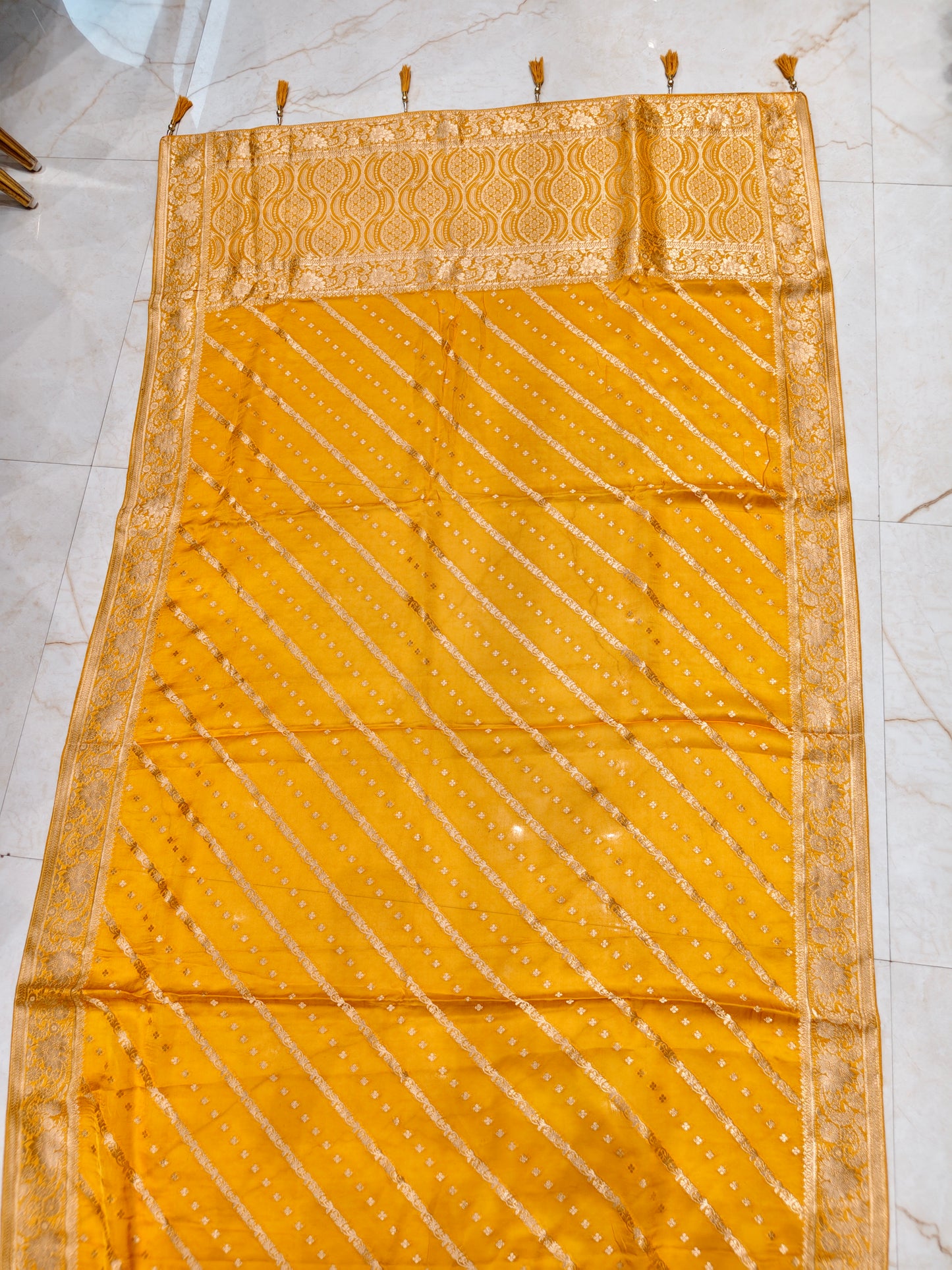 Mustard Satin Weaving Saree