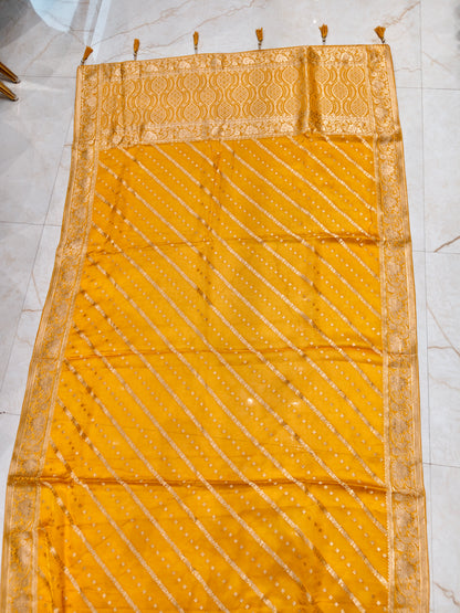 Mustard Satin Weaving Saree