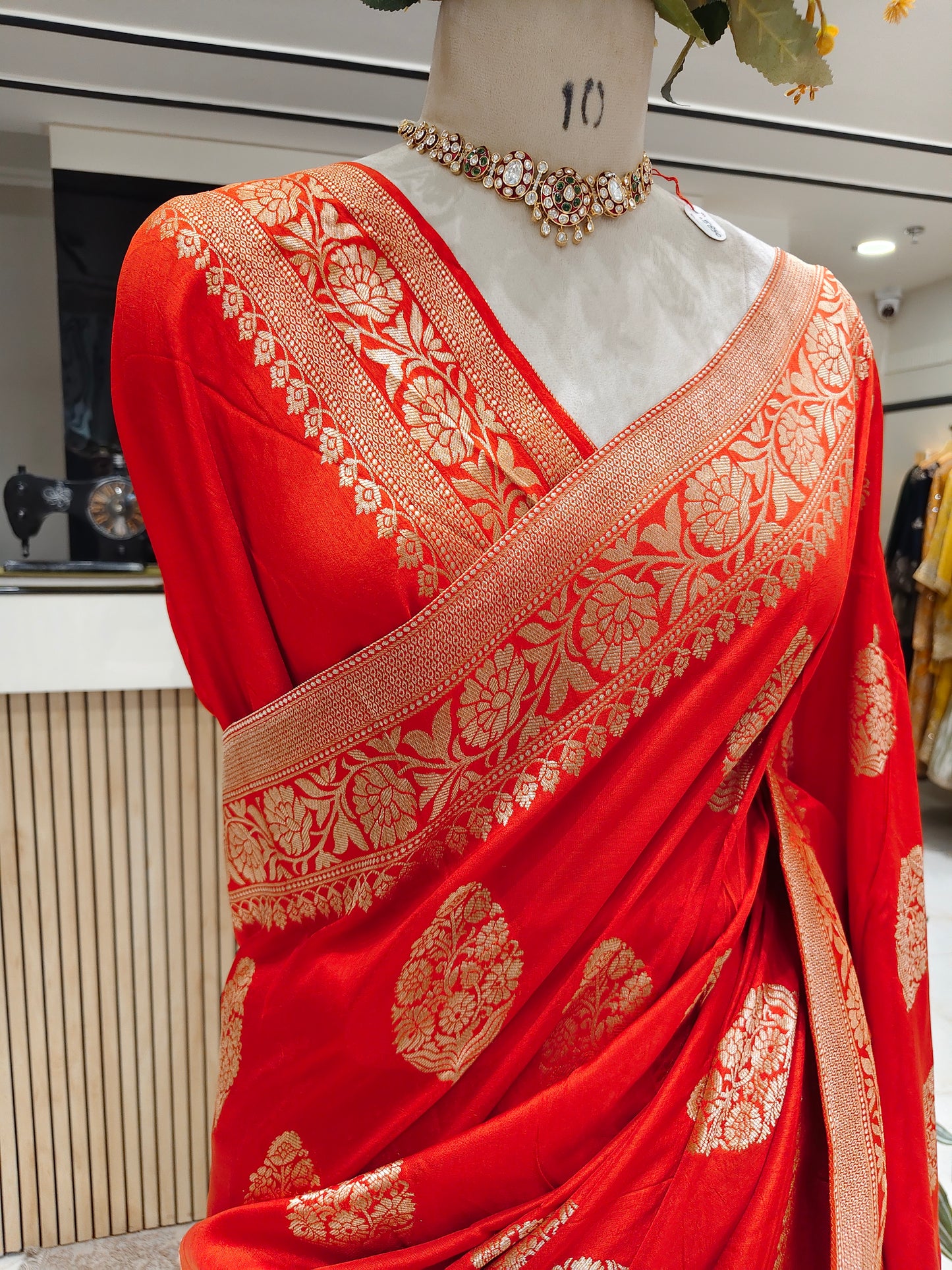 Red Dola Silk Weaving Saree