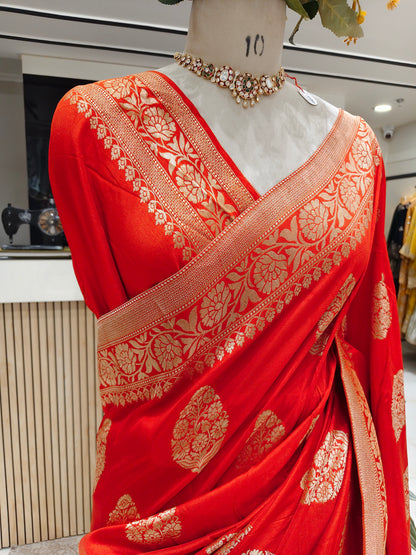 Red Dola Silk Weaving Saree