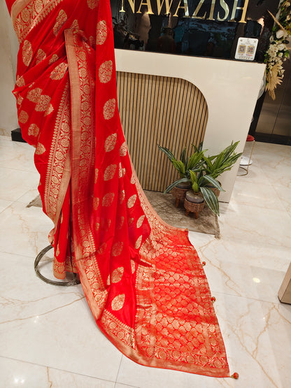 Red Dola Silk Weaving Saree