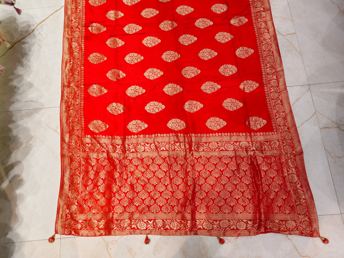 Red Dola Silk Weaving Saree