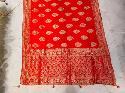Red Dola Silk Weaving Saree
