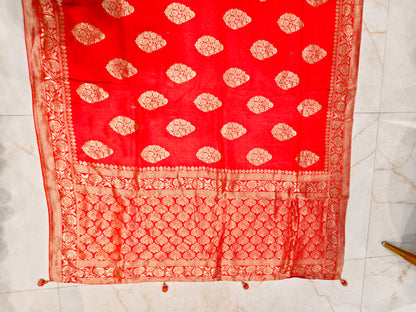 Red Dola Silk Weaving Saree