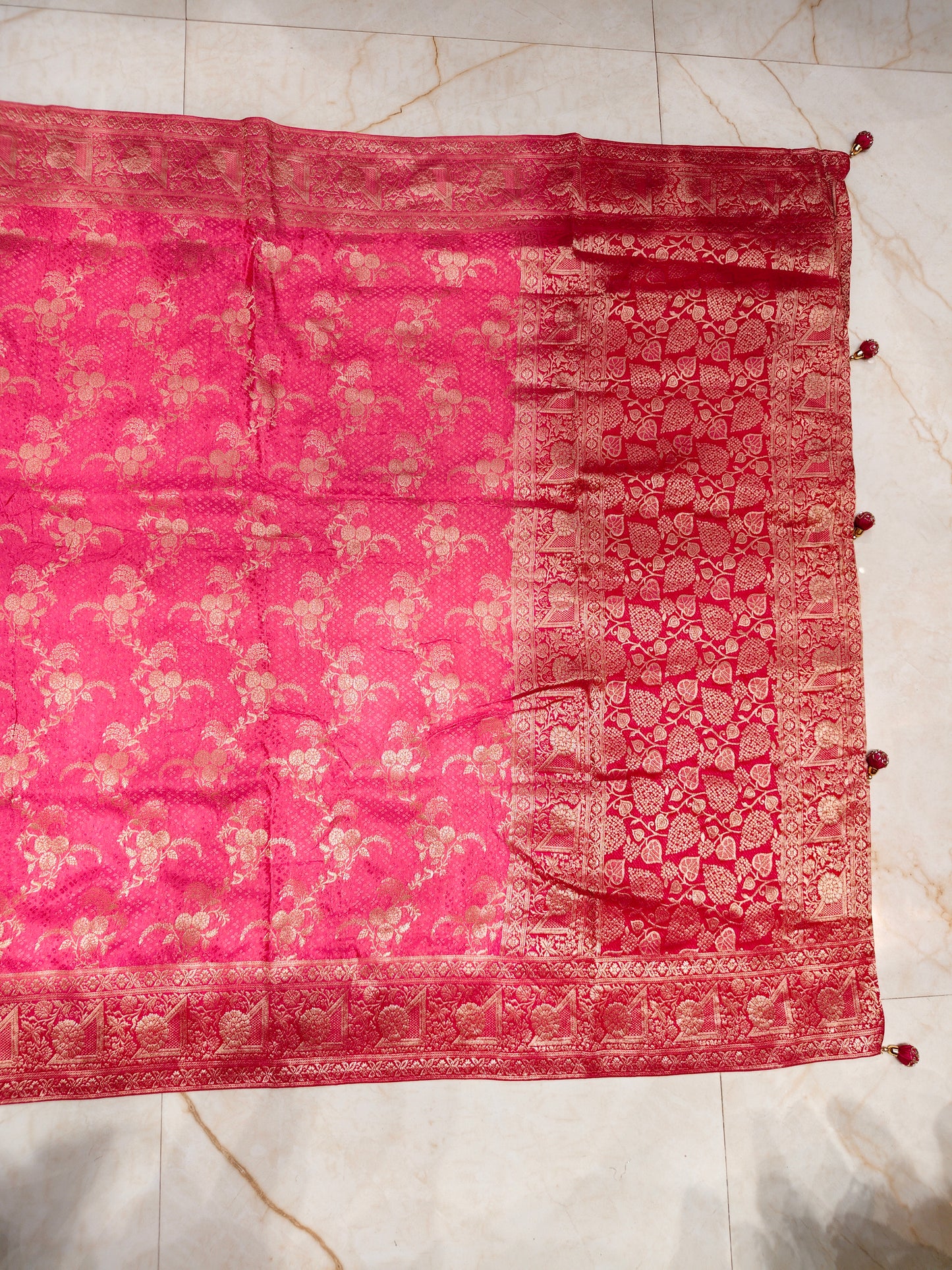 Pink Dola Silk Weaving Saree