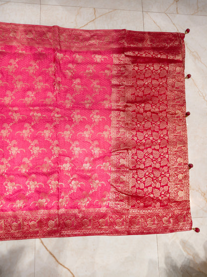 Pink Dola Silk Weaving Saree