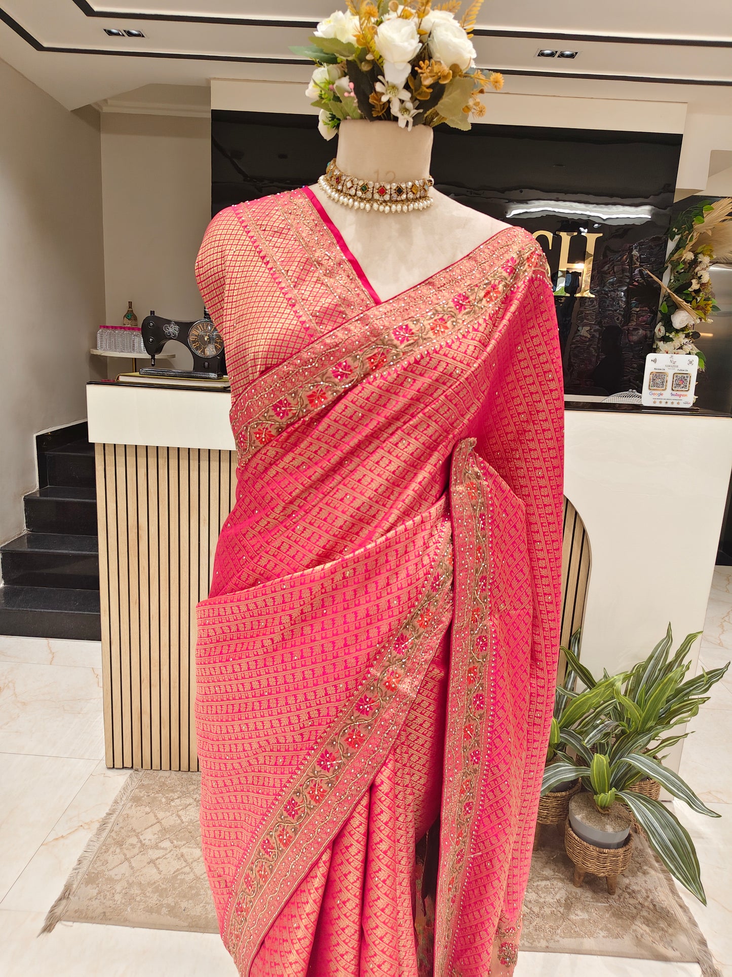 Rani Pink Banarasi Silk Saree