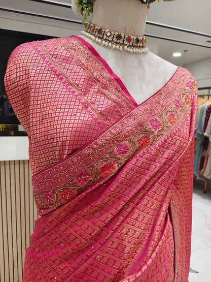 Rani Pink Banarasi Silk Saree