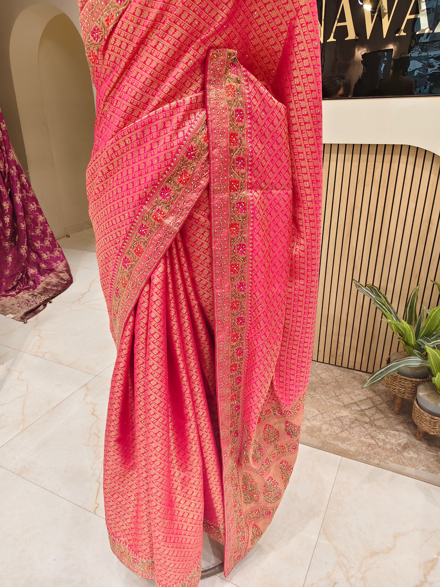 Rani Pink Banarasi Silk Saree