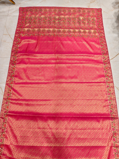 Rani Pink Banarasi Silk Saree