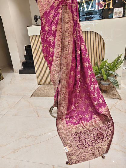 Wine Jacquard Weaving Saree