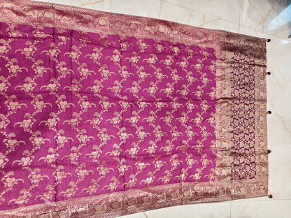 Wine Jacquard Weaving Saree