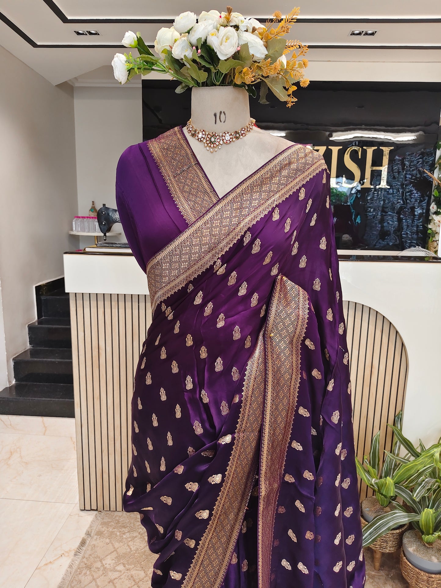 Royal Purple Satin Weaving Saree