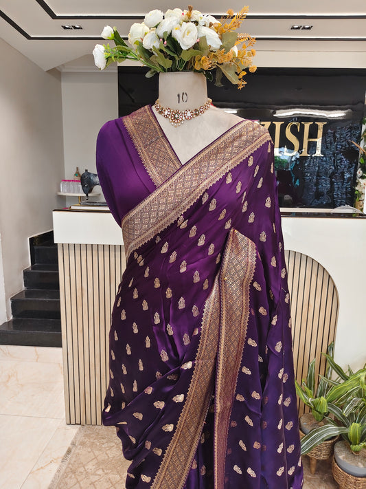 Royal Purple Satin Weaving Saree