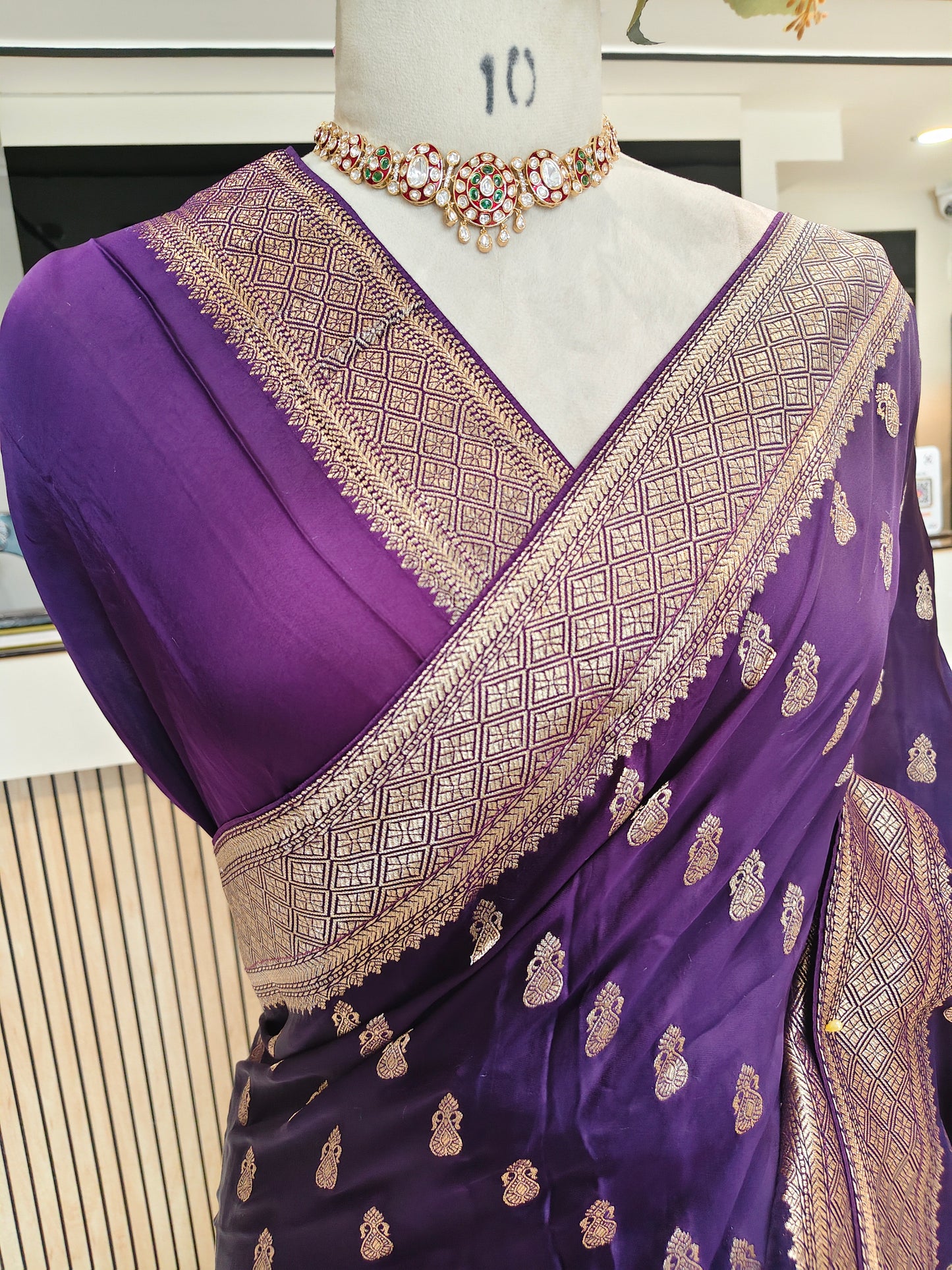 Royal Purple Satin Weaving Saree