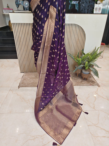 Royal Purple Satin Weaving Saree