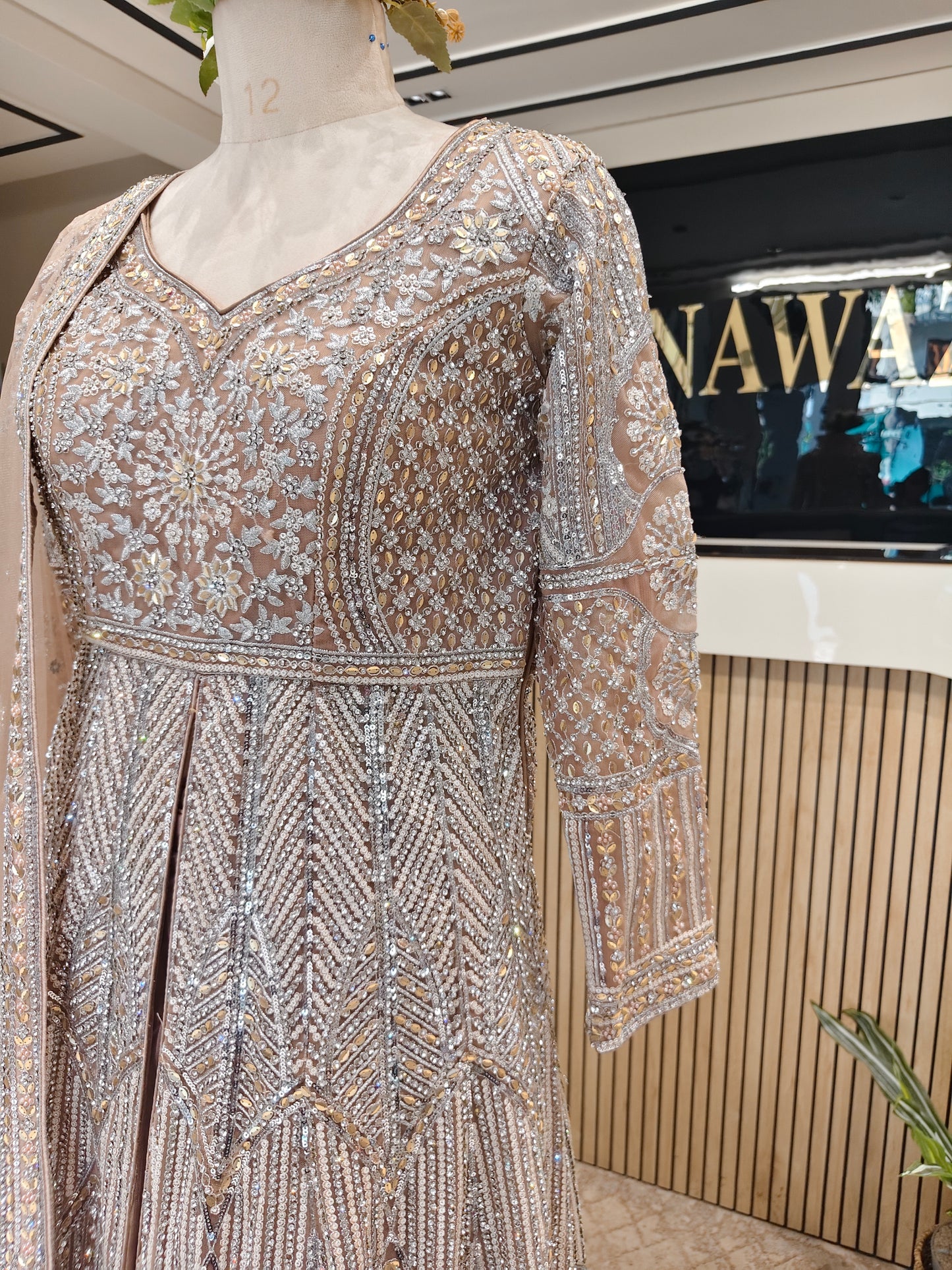 Mouse Grey Zari Stonework Anarkali