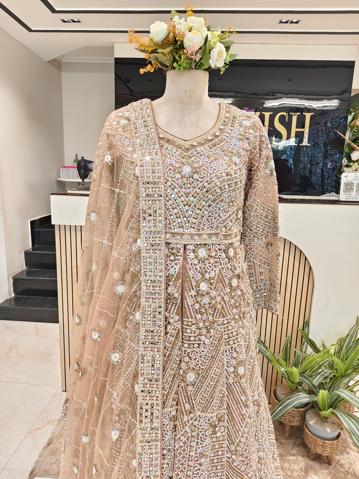 Mouse Grey Multicolour Sequin Anarkali
