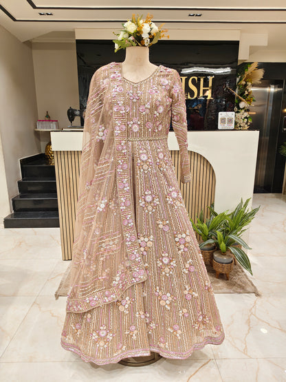 Mouse Grey Multicolour Sequin Anarkali