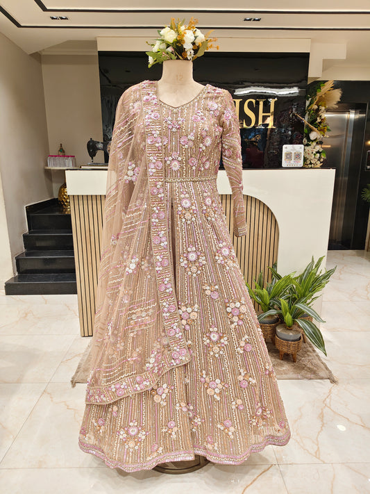 Mouse Grey Multicolour Sequin Anarkali