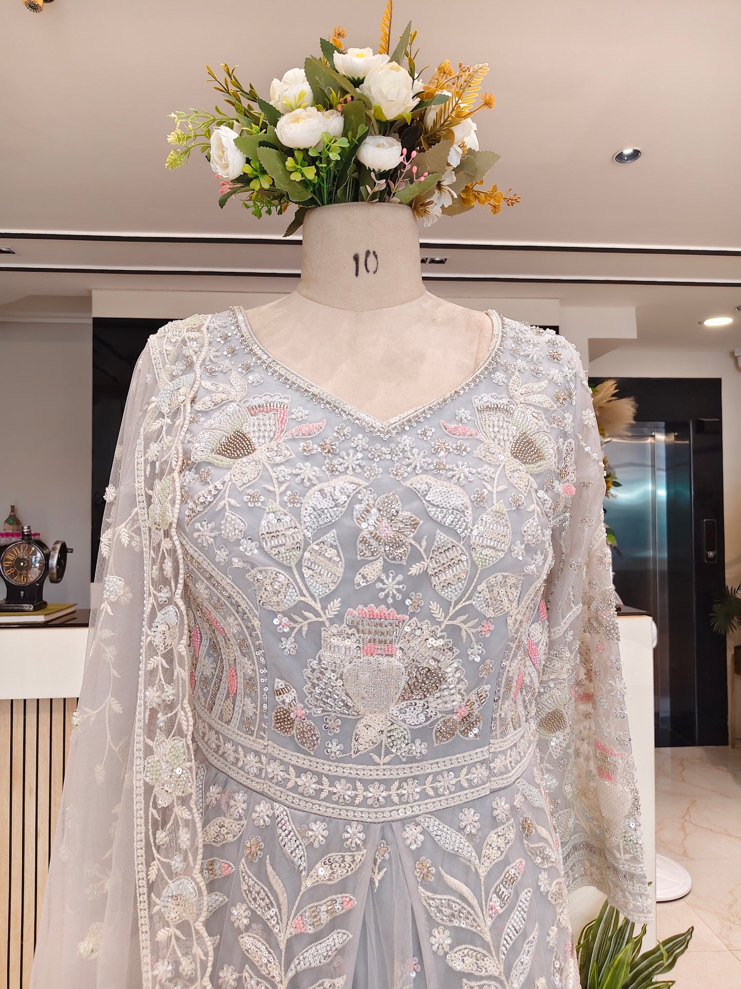 Grey Handwork Anarkali