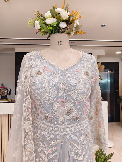 Grey Handwork Anarkali