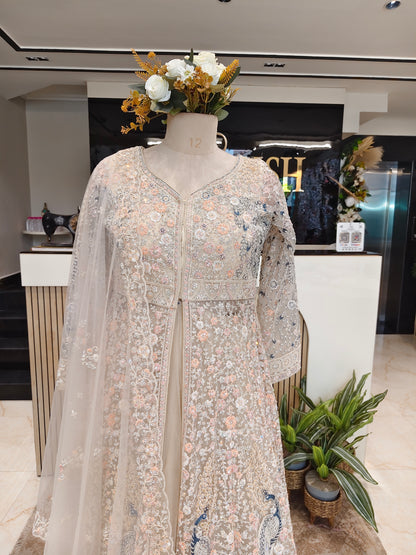 Cream Dori Stonework Anarkali