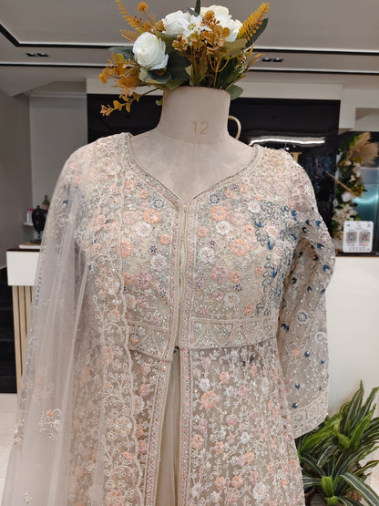 Cream Dori Stonework Anarkali