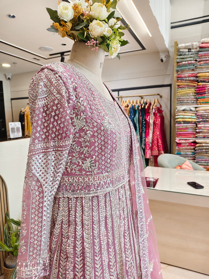 Lavender Stonework Net Anarkali