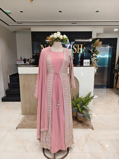 Onion Pink Jacket Style Anarkali