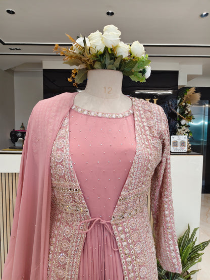 Onion Pink Jacket Style Anarkali