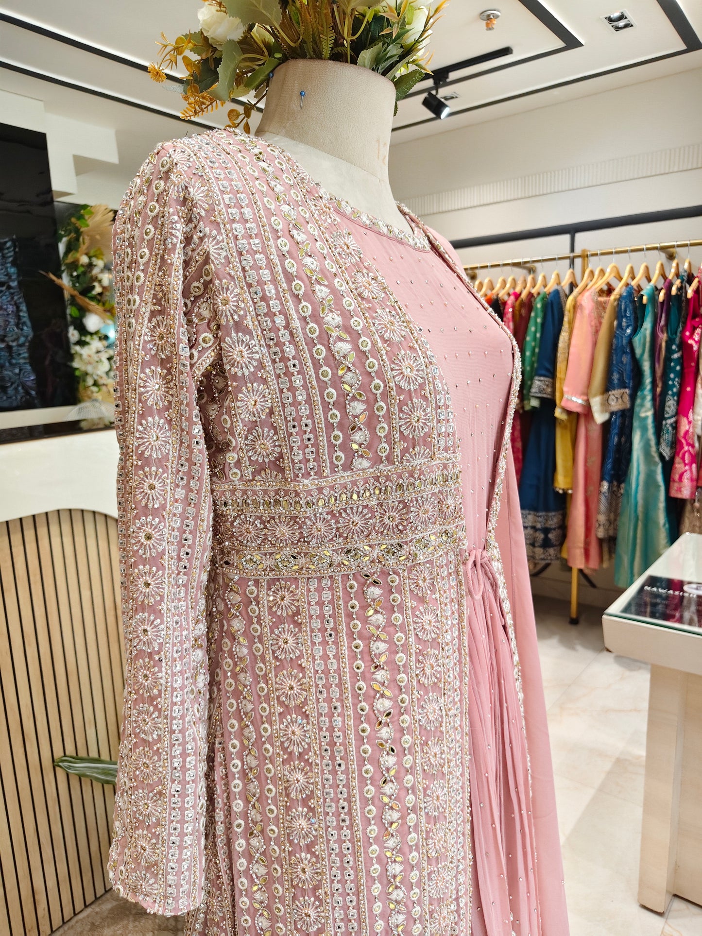 Onion Pink Jacket Style Anarkali