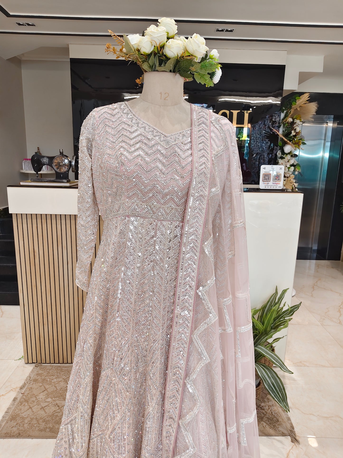 Baby Pink Stonework Anarkali
