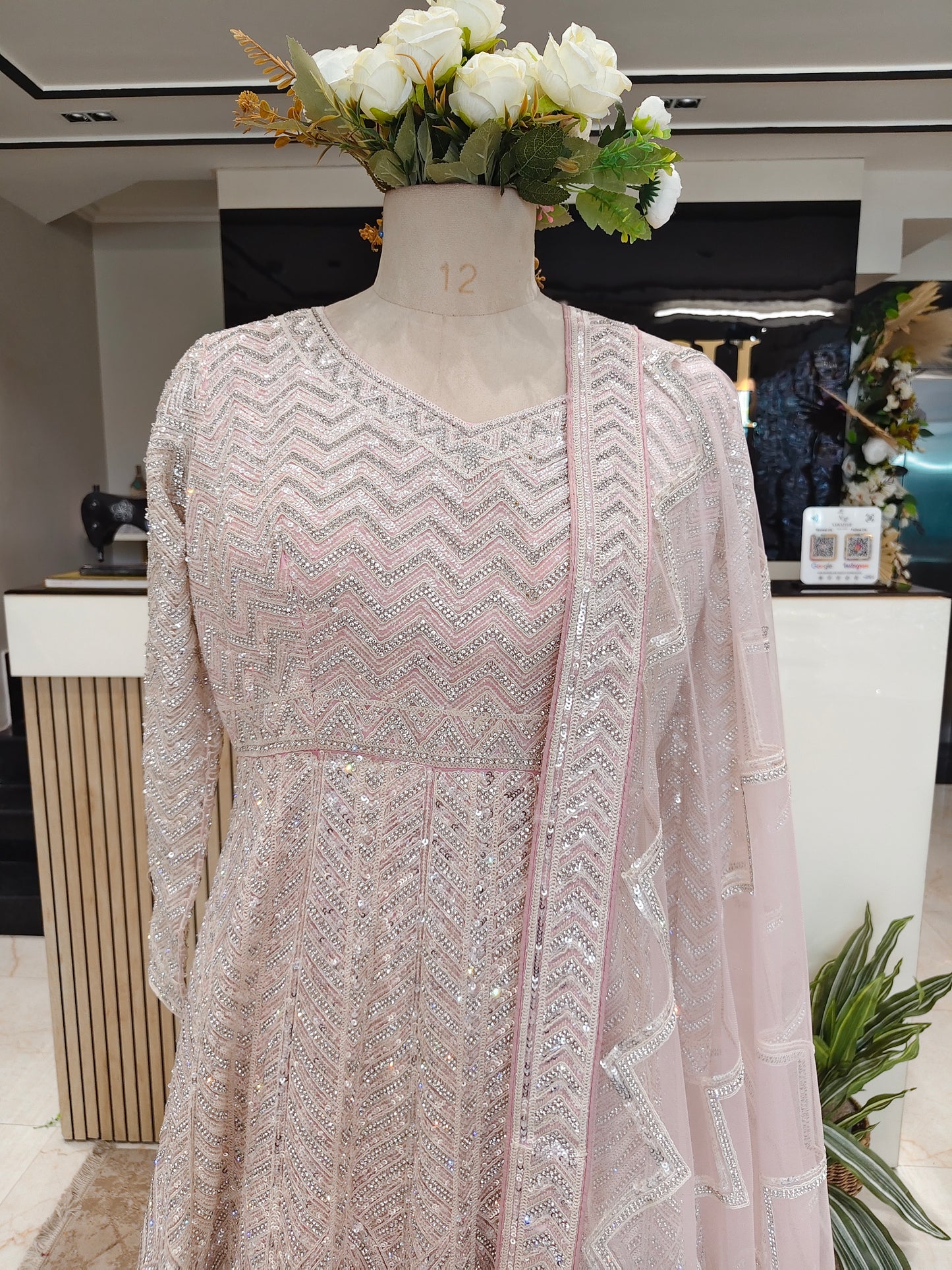 Baby Pink Stonework Anarkali