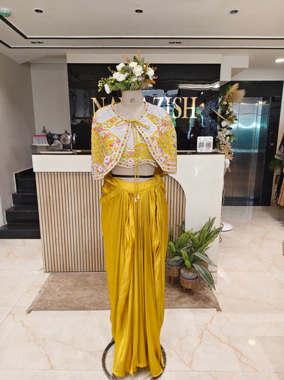 Mustard Cape Style Skirt Set