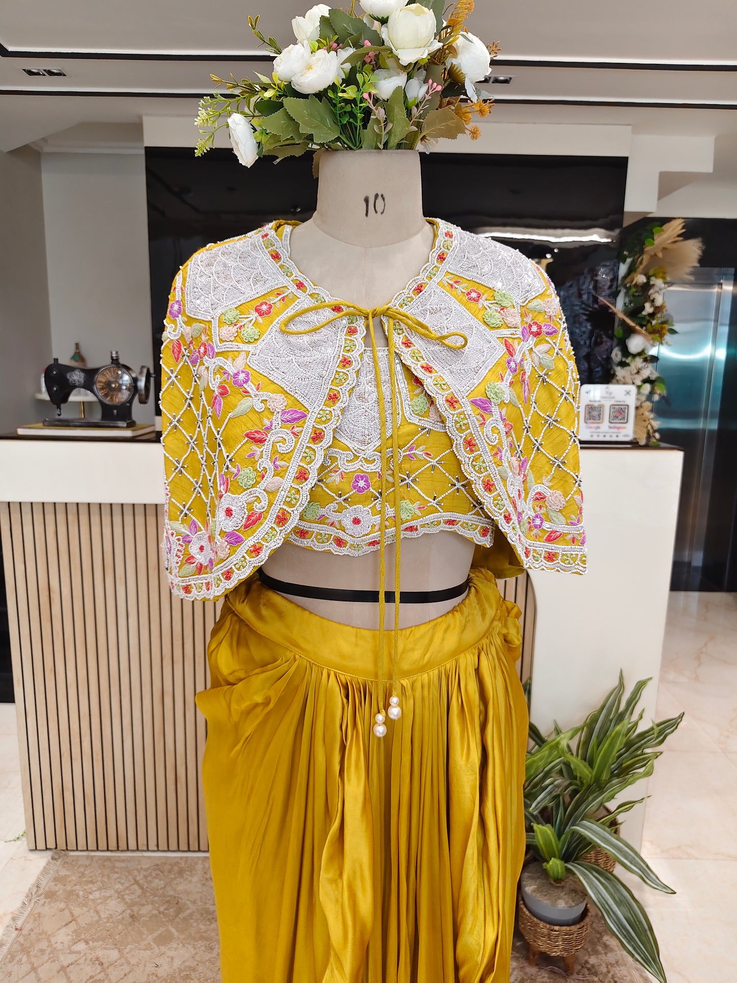 Mustard Cape Style Skirt Set
