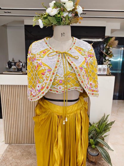 Mustard Cape Style Skirt Set
