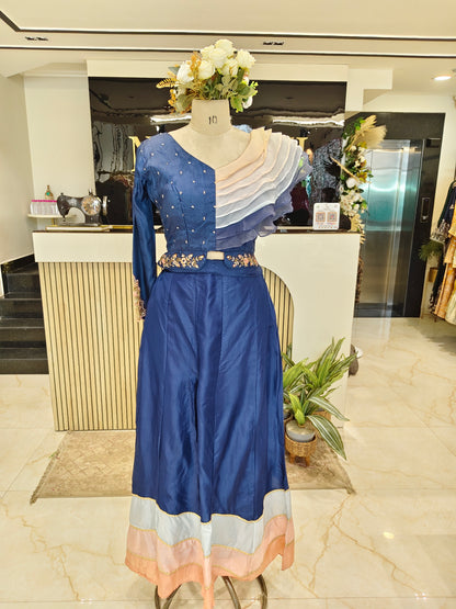 Navy Blue Handwork Palazzo Set