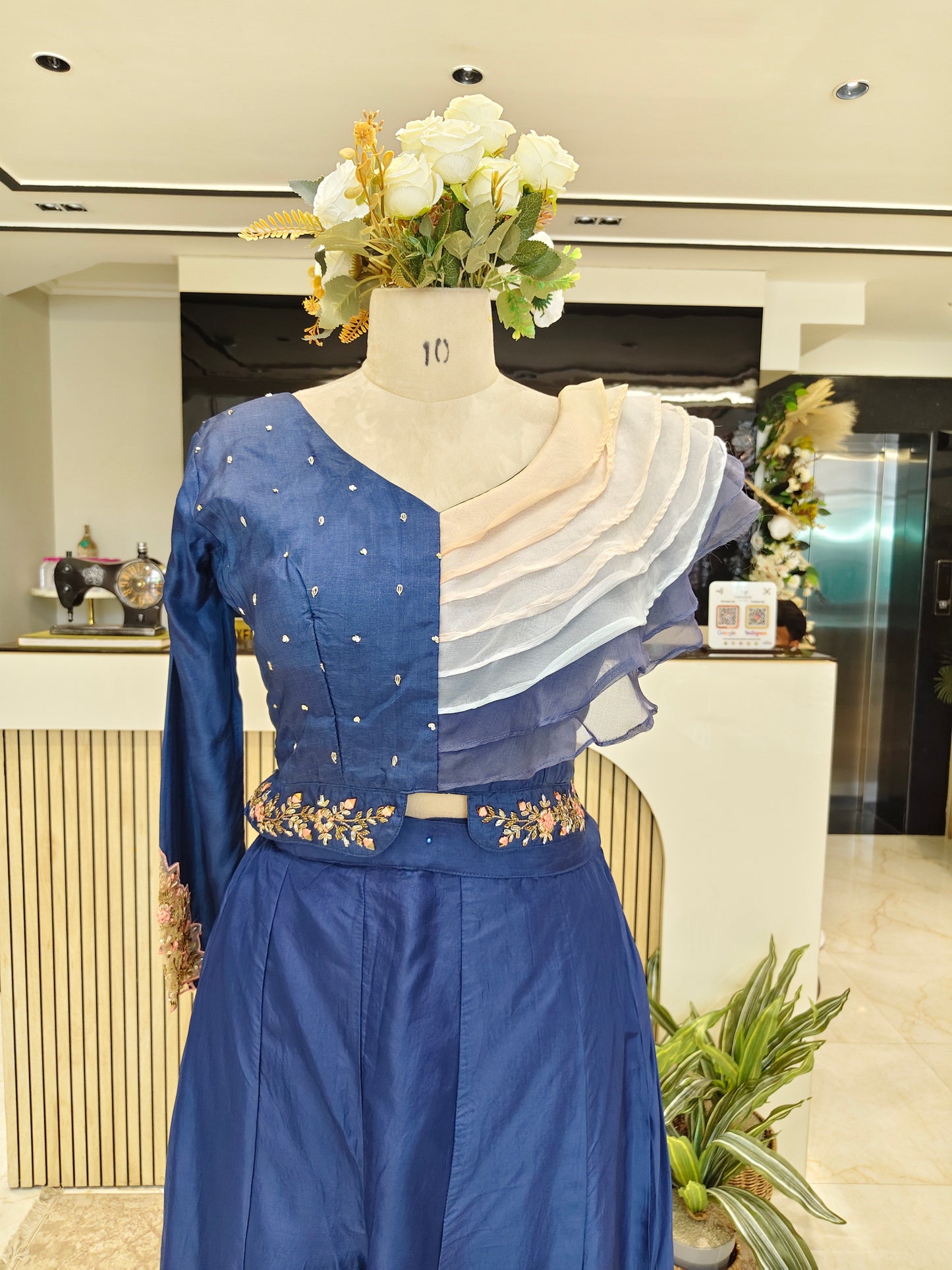 Navy Blue Handwork Palazzo Set