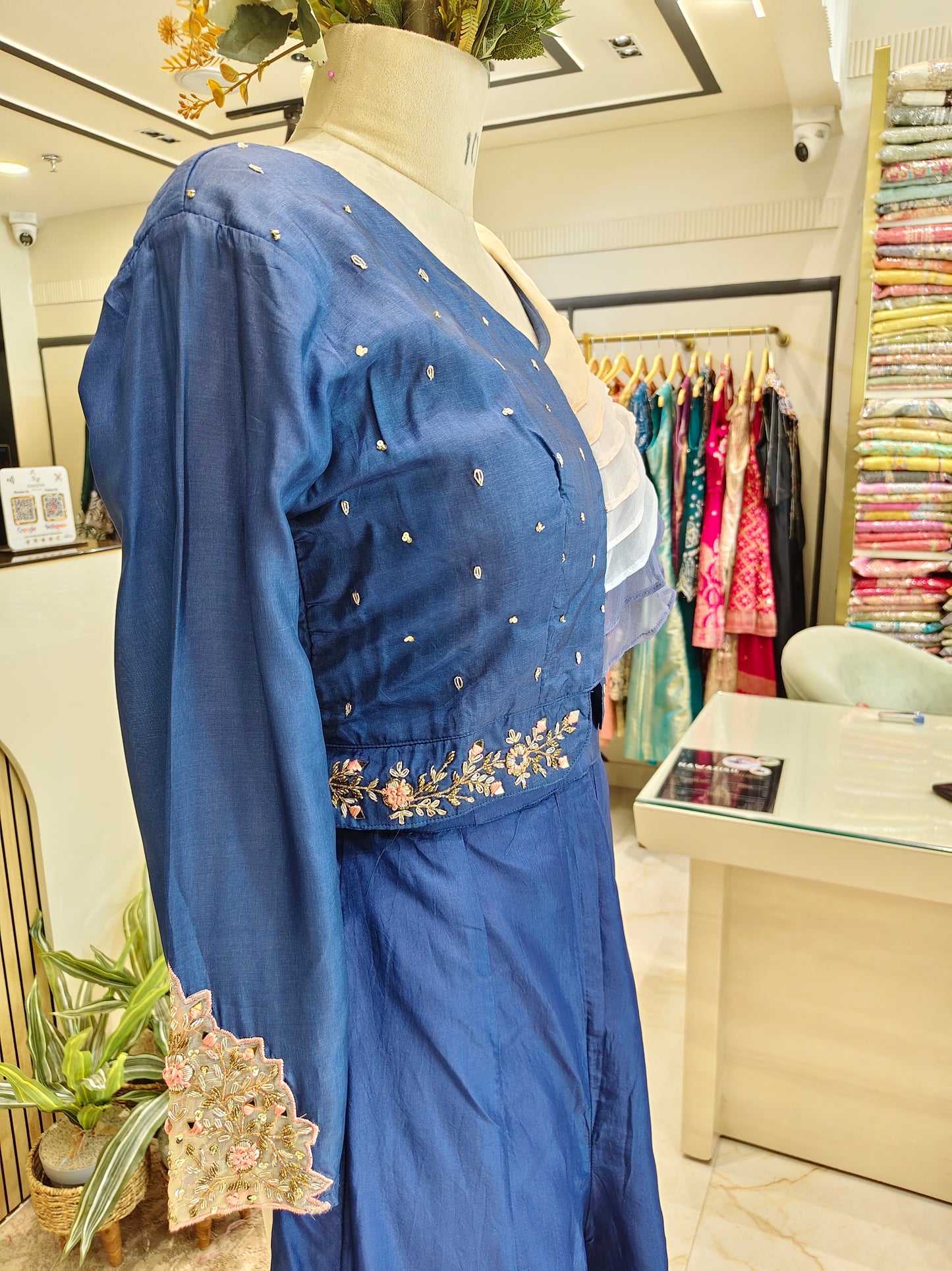 Navy Blue Handwork Palazzo Set