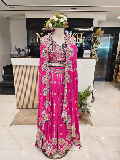 Pink Mirror Work Palazzo Set