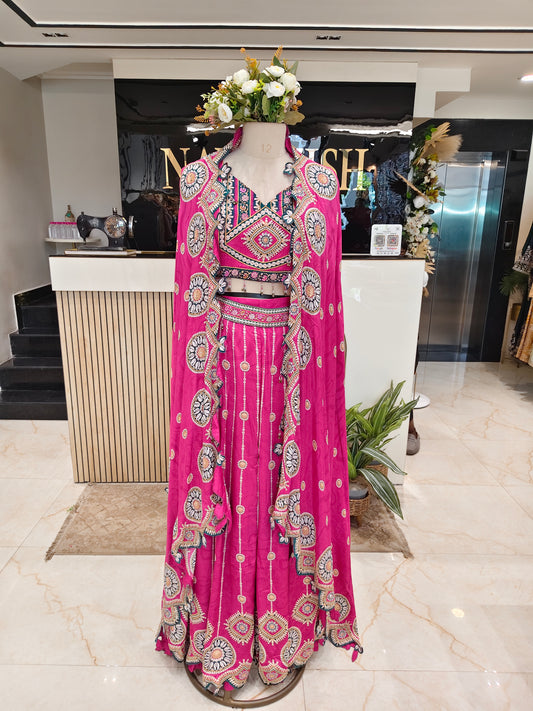 Pink Mirror Work Palazzo Set