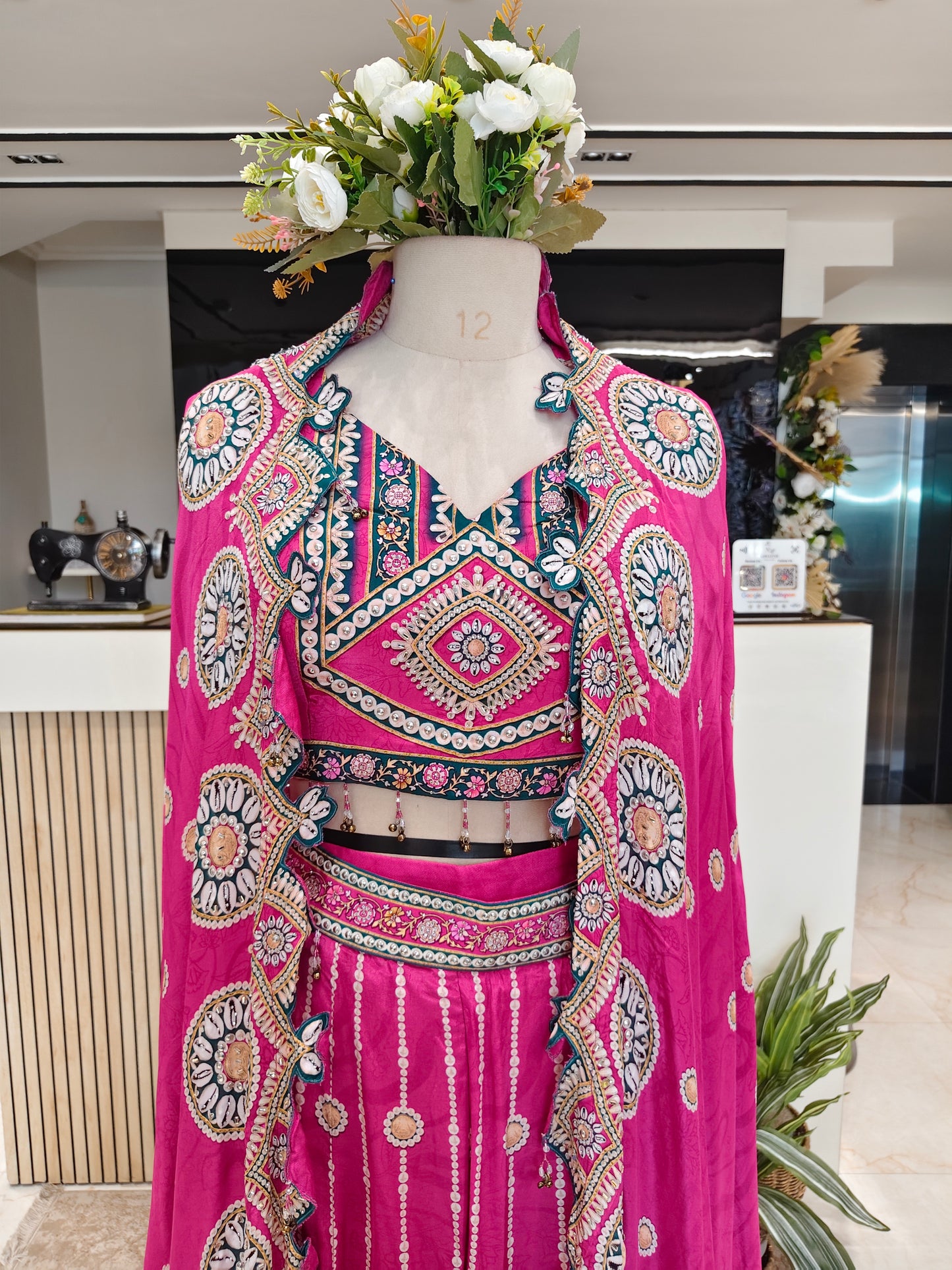 Pink Mirror Work Palazzo Set