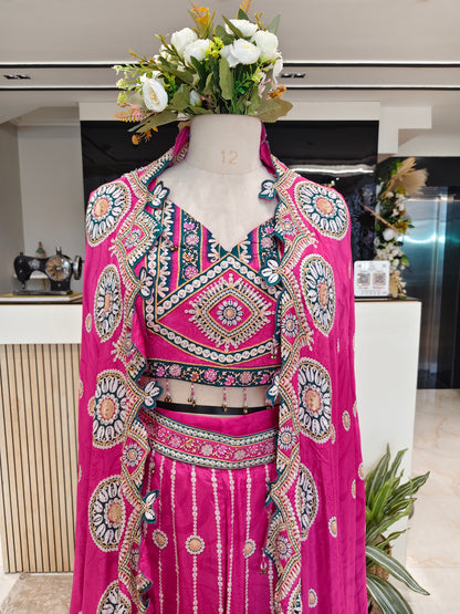 Pink Mirror Work Palazzo Set