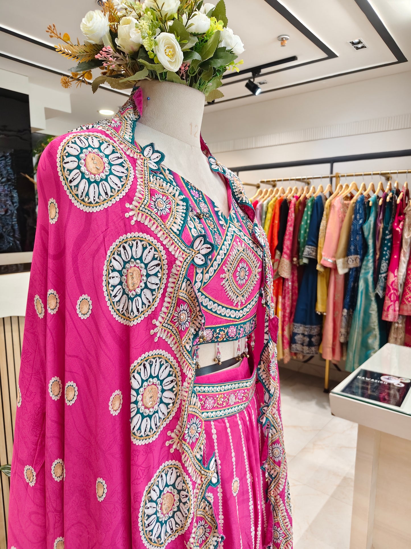 Pink Mirror Work Palazzo Set