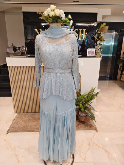 Sky Blue Chinon Garara Set